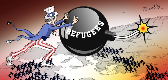 Karikatur von Flüchtlingen | Bild: audax 2015